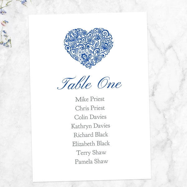 Lace Love Heart - Table Plan Cards