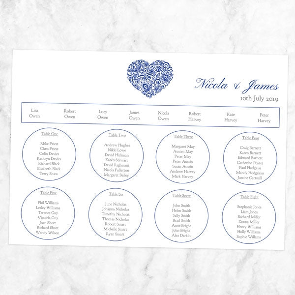 Lace Love Heart Table Plan