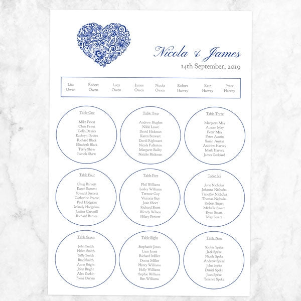 Lace Love Heart Table Plan