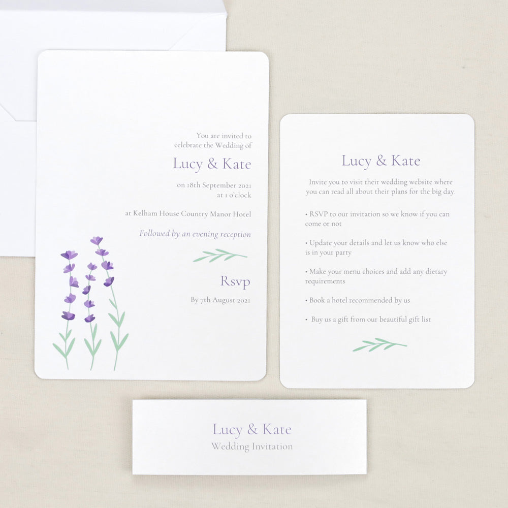 Lavender Field - Iridescent Wedding Invitation & Information Card Suite