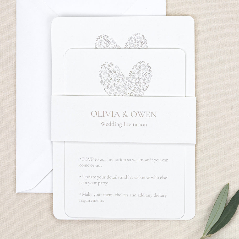 Leaf Heart - Wedding Invitation & Information Card Suite