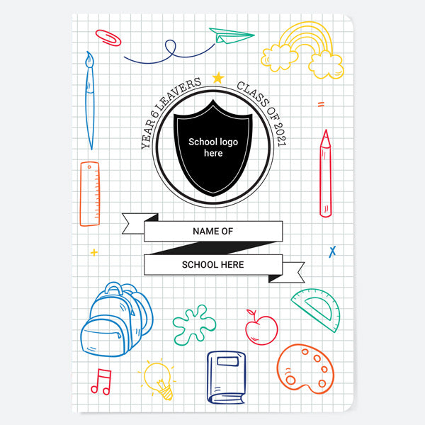 Stationery Pattern - Personalised A5 School Leavers Book