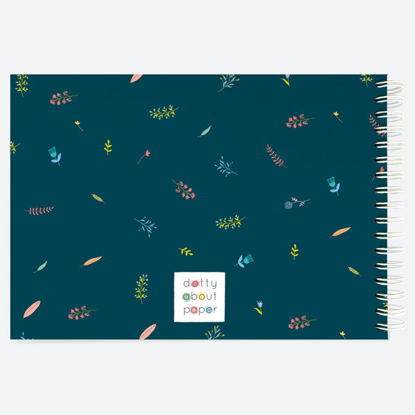 Navy Scattered Flowers - Personalised A5 Wiro Bound School Leavers Book