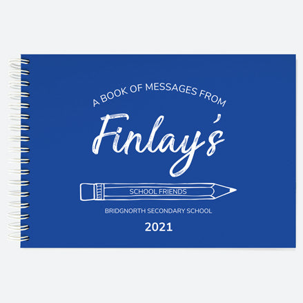 Neat Pencil - Blue - Personalised A5 Wiro Bound School Leavers Book