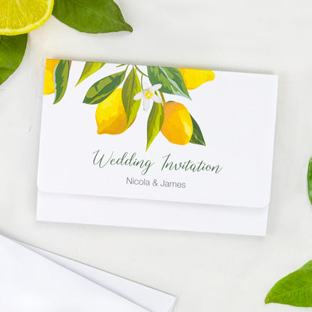 Lemon Citrus - Tri Fold Wedding Invitation & RSVP