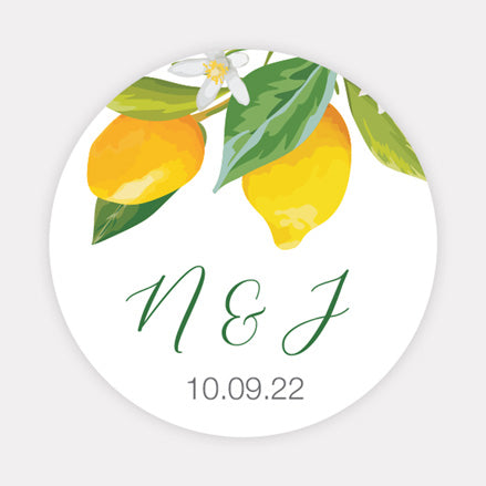 Lemon Citrus Wedding Stickers - Pack of 35