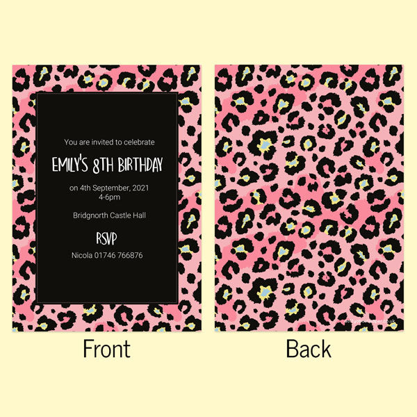 Kids Birthday Invitations - Leopard Print Party - Pack of 10