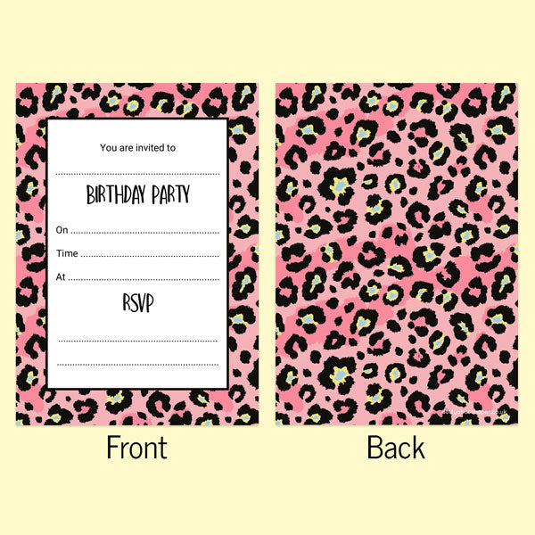 Kids Birthday Invitations - Leopard Print Party - Pack of 10