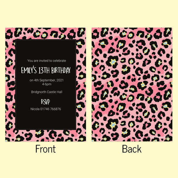 Teen Birthday Invitations - Leopard Print Party - Pack of 10