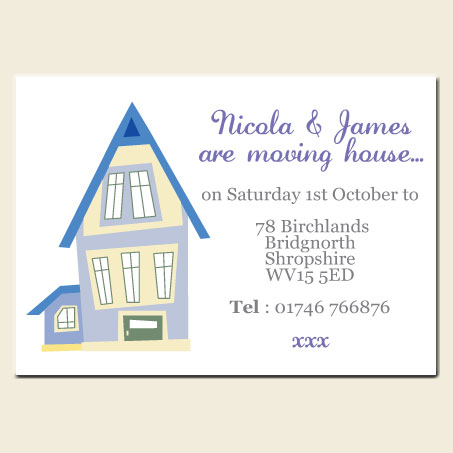 Address Cards - Lilac & Blue House - Pack of 10