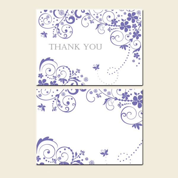Ready to Write Thank You Cards - Lilac Butterfly Swirls - Pack of 10
