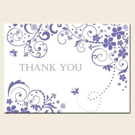 Ready to Write Thank You Cards - Lilac Butterfly Swirls - Pack of 10