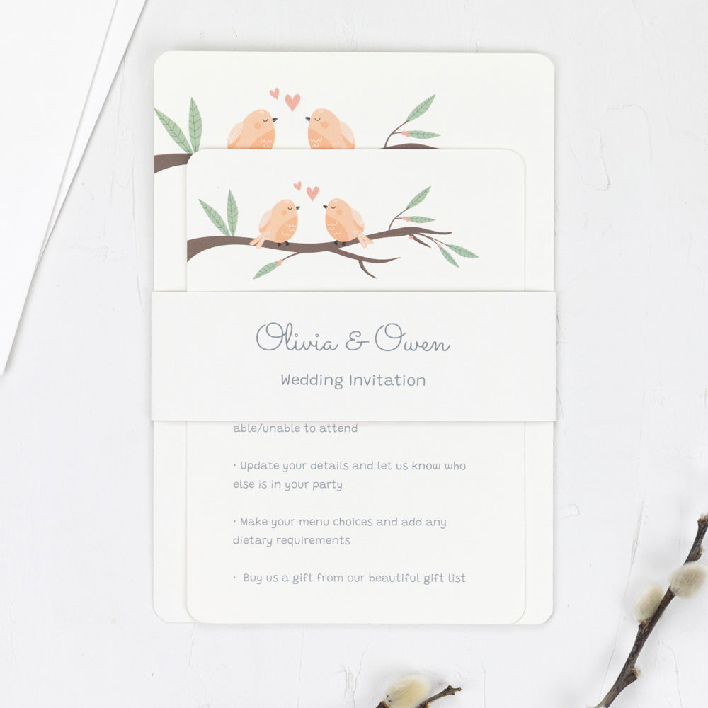 Love Birds - Wedding Invitation & Information Card Suite