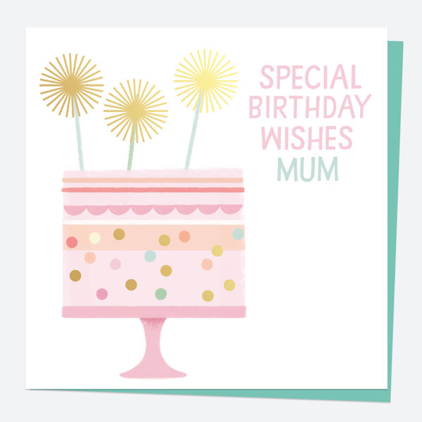 Luxury Foil Birthday Card - Sweet Spot Cake - Special Birthday Wishes Mum
