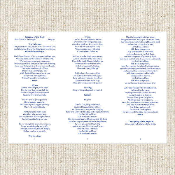 Delicate Swirl Pattern Order of Service - Concertina