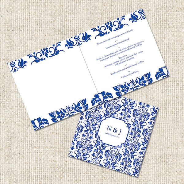 Delicate Swirl Pattern Wedding Menu