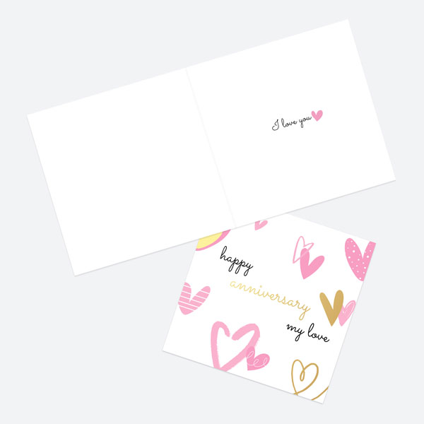 Luxury Foil Anniversary Card - Scattered Hearts - My Love