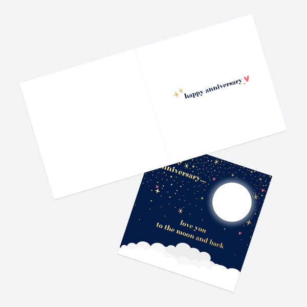 Luxury Foil Anniversary Card - Moon - Love You To The Moon And Back