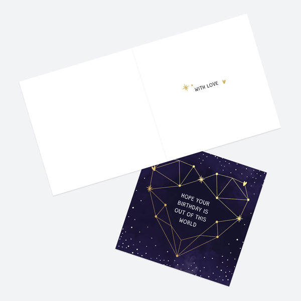 Luxury Foil Birthday Card - Constellation Heart - Out Of This World