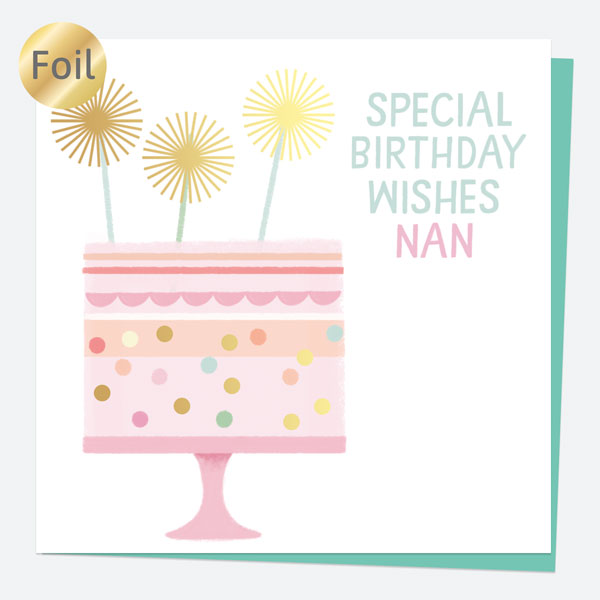 Luxury Foil Birthday Card - Sweet Spot Cake - Special Birthday Wishes Nan