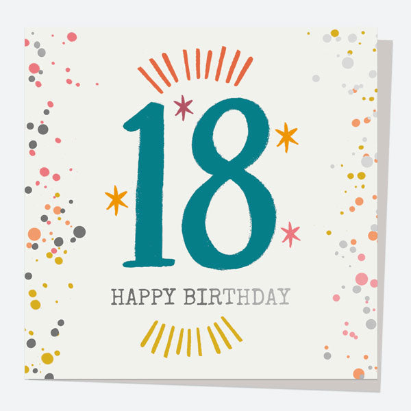 Luxury Foil Birthday Card - Typography Splash - 18th Happy Birthday
