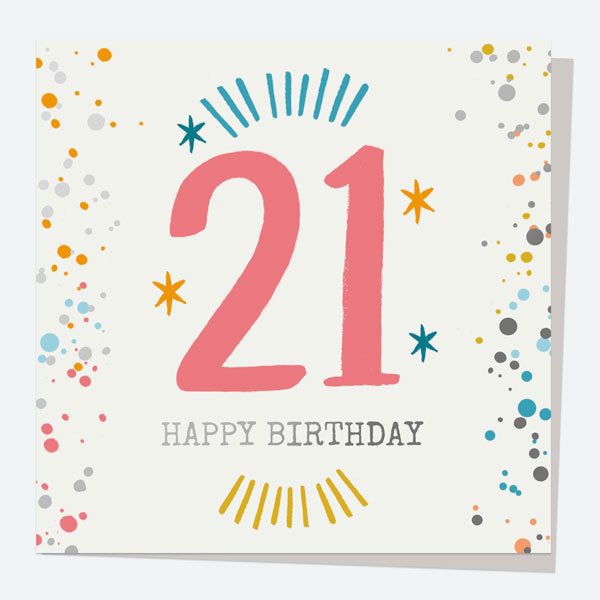 Luxury Foil Birthday Card - Typography Splash - 21st Happy Birthday