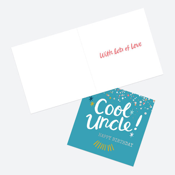 Luxury Foil Birthday Card - Typography Splash - Cool Uncle! Happy Birthday