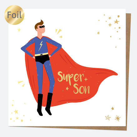 Luxury Foil Birthday Card - Superhero Son