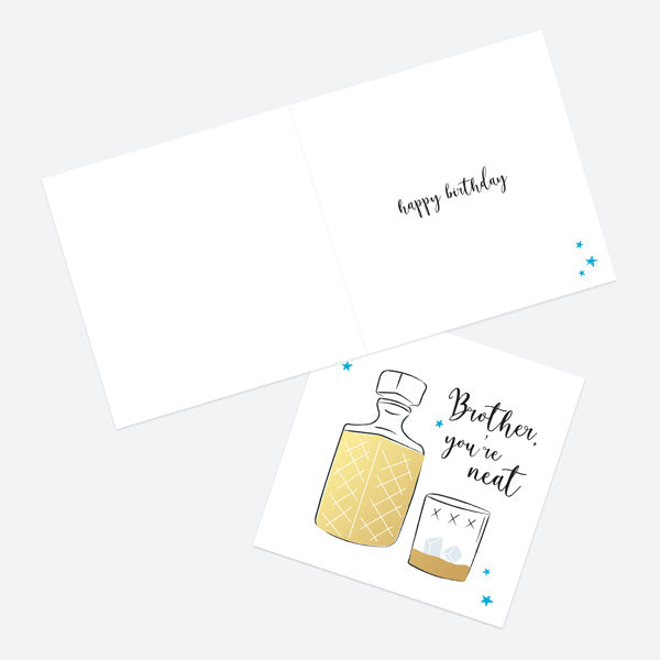 Luxury Foil Birthday Card - Whiskey - Brother You're Neat