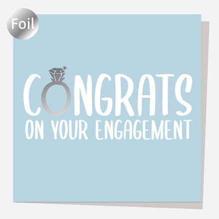 Luxury Foil Engagement Card - Platinum Rings - Congrats