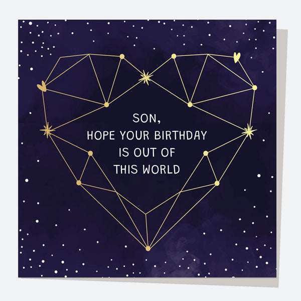 Luxury Foil Son Birthday Card - Constellation Heart - Out Of This World