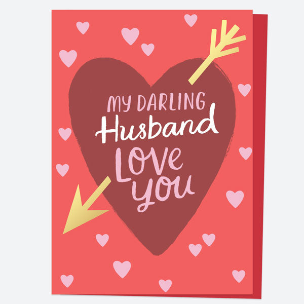 Luxury Foil Valentine's Day Card - Heart & Arrow - Darling Husband