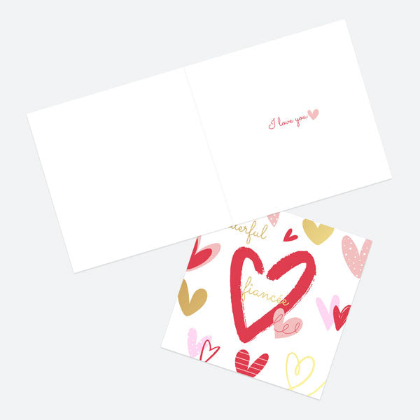 Luxury Foil Valentine's Day Card - Scattered Hearts - To My Fiancée