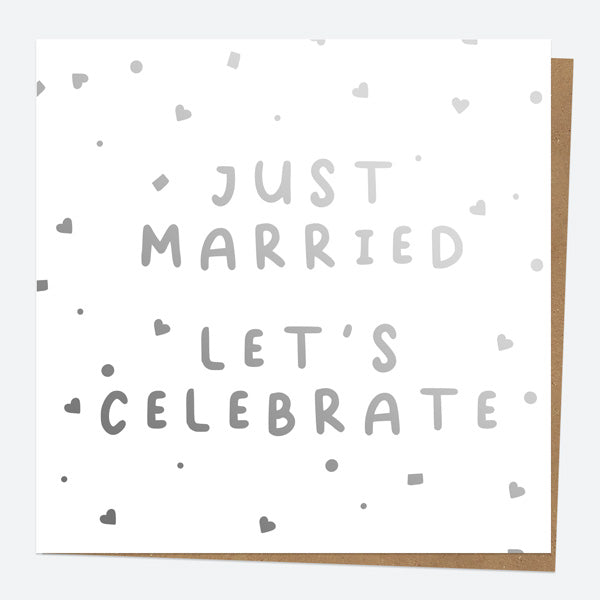 Luxury Foil Wedding Card - Confetti Typography - Just Married