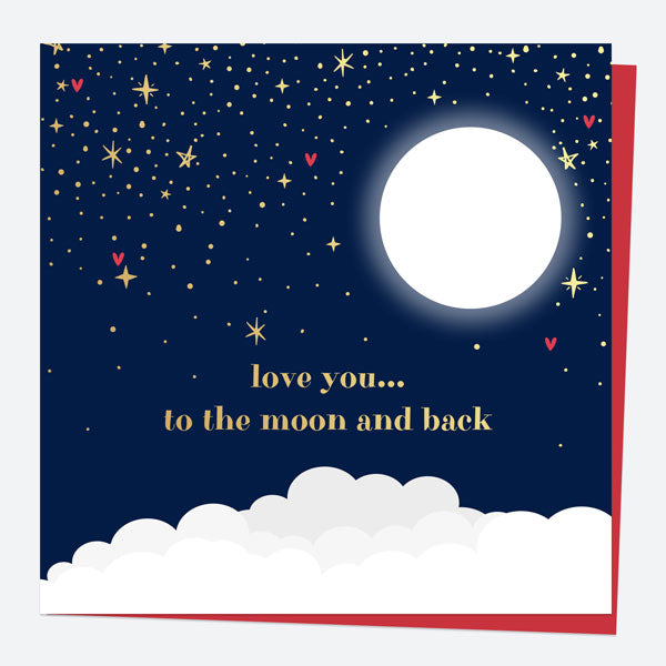 Luxury Foil Valentine's Day Card - Moon - Love You To The Moon And Back