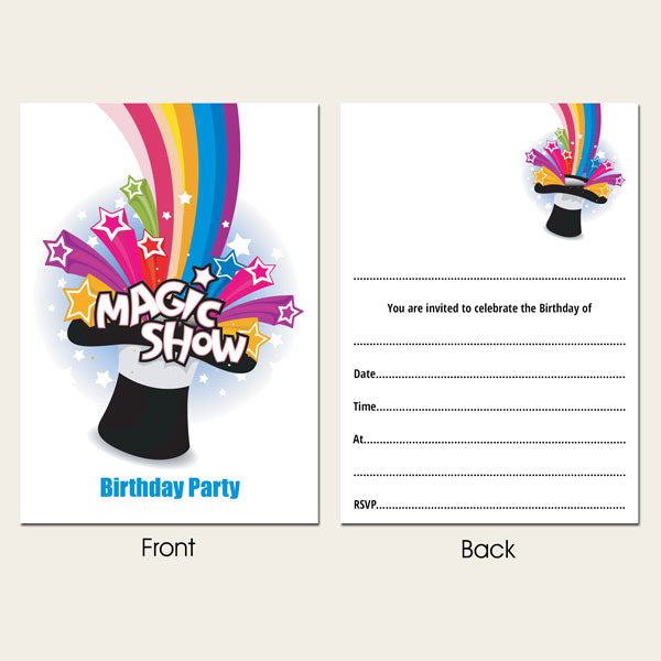 Ready to Write Kids Birthday Invitations - Magic Show - Pack of 10