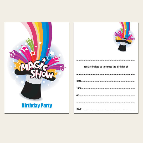 Ready to Write Kids Birthday Invitations - Magic Show - Pack of 10