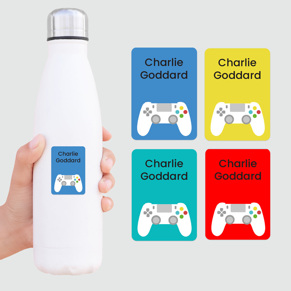 No Iron Personalised Stick On Clothing Name Labels - Game Controller - Mixed Pack of 56