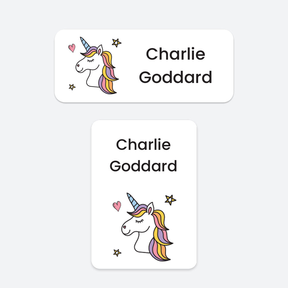 Name Labels Pack - Personalised Stick-On Waterproof Name Labels - Unicorn - Pack of 86 (SFP)