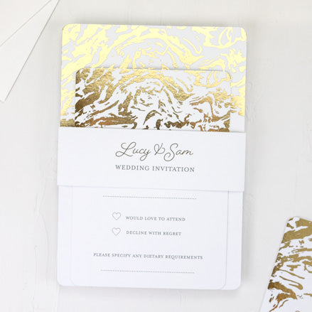 Marble Swirls - Foil Boutique Wedding Invitation & RSVP