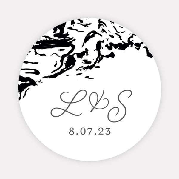 Marble Swirls Wedding Stickers - Pack of 35