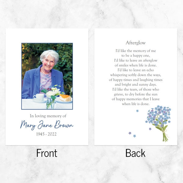 Funeral Memorial Cards - Watercolour Forget Me Nots