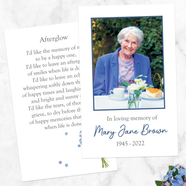 Funeral Memorial Cards - Watercolour Forget Me Nots