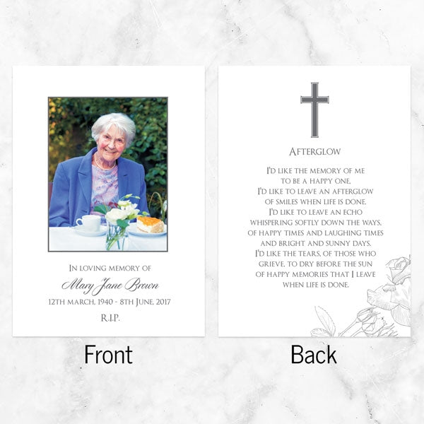 Funeral Memorial Cards - Ornate Roses