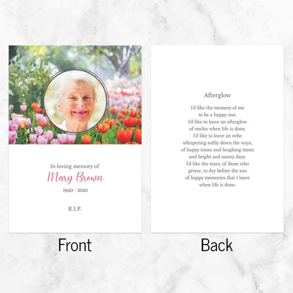 Funeral Memorial Cards - Spring Tulips