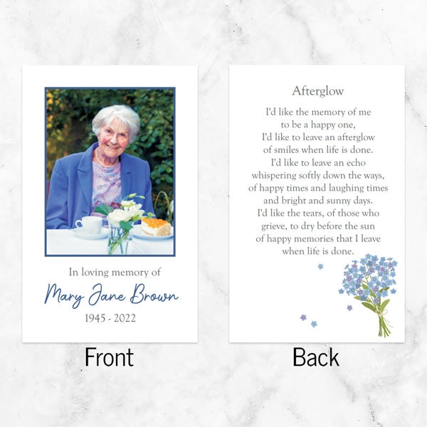 Funeral Memorial Cards - Watercolour Forget Me Nots