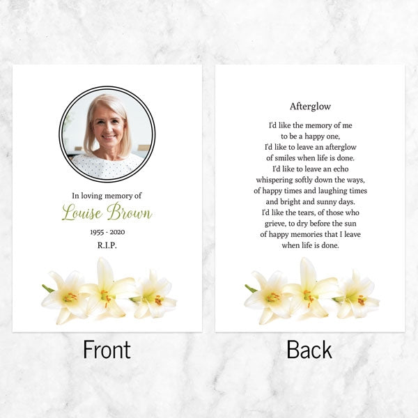 Funeral Memorial Cards - Three Lilies