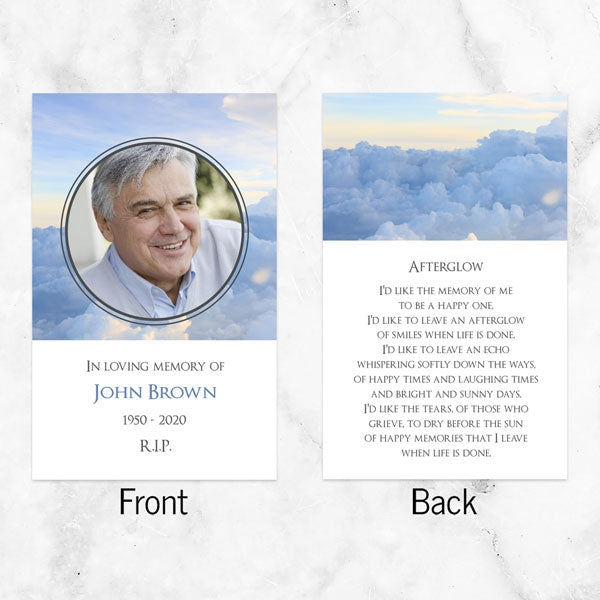 Funeral Memorial Cards - Heavenly Clouds