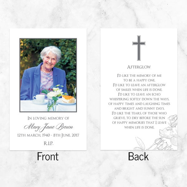 Funeral Memorial Cards - Ornate Roses