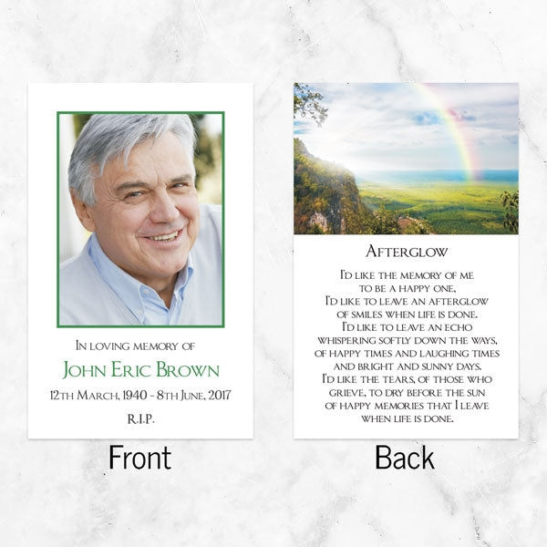 Funeral Memorial Cards - Rainbow View